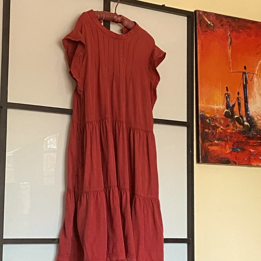 Red denim dress